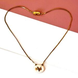 Valentino Garavani Enameled V Logo Necklace